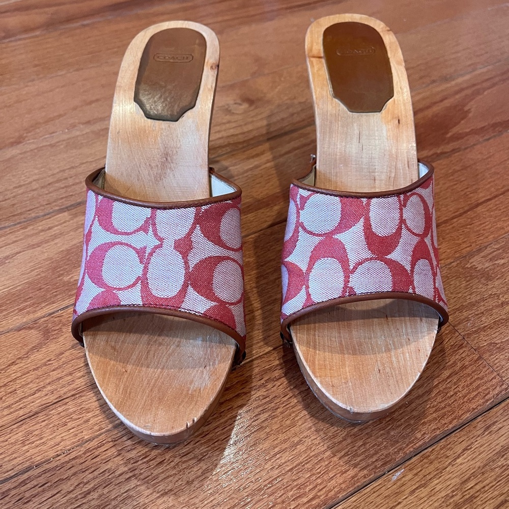 Rare Vintage Coach Wooden Sandals Size 10 - Picture 3 of 8